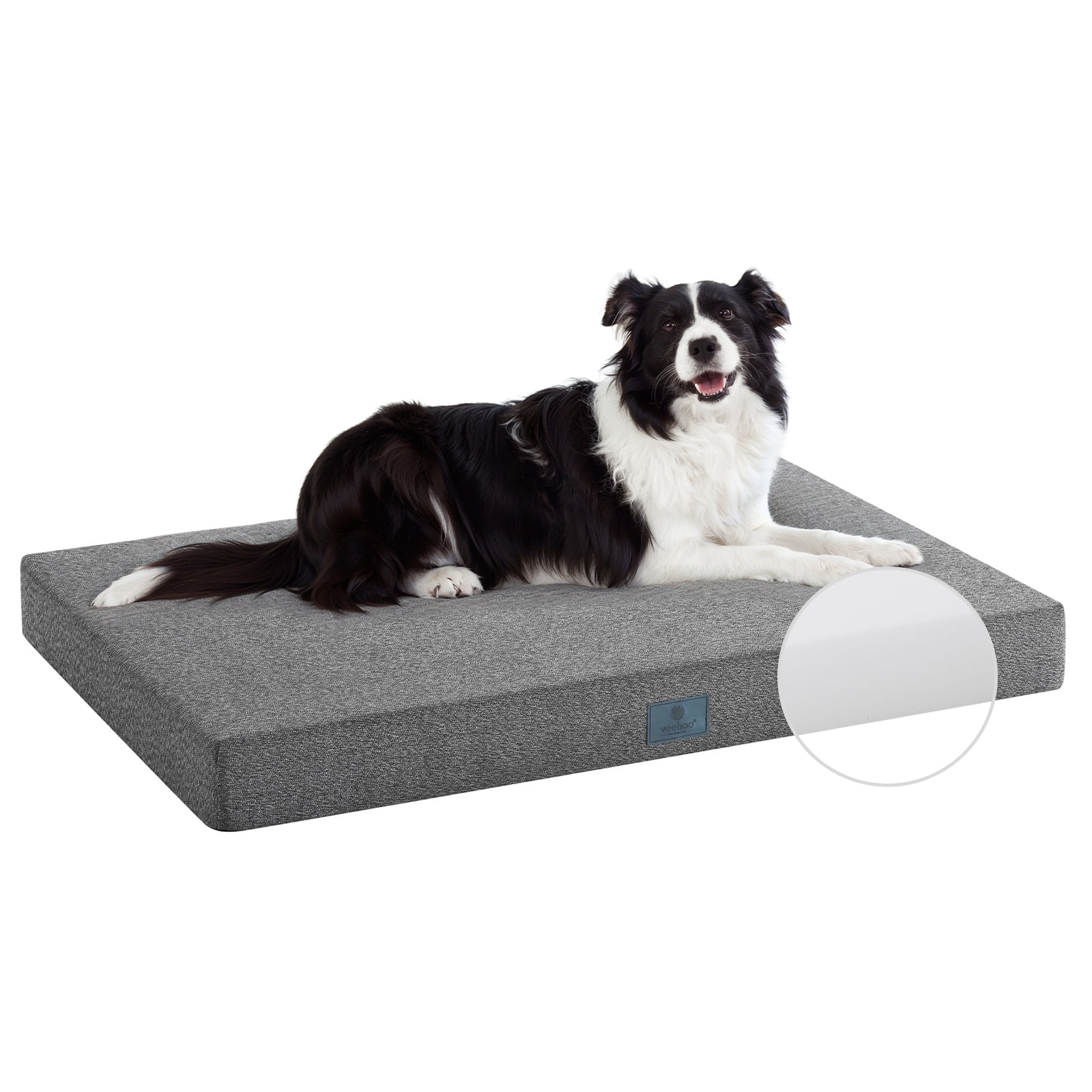 Veehoo Chew Proof Dog Bed for Crate, Pet Pad with Removable Washable Cover, Large, Black
