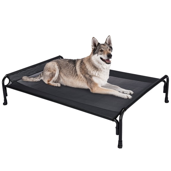 Veehoo Cooling Elevated Dog Bed, Chew Proof Dog Cot with Washable Mesh, Large, Black