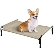 Veehoo Cooling Elevated Dog Bed, Chew Proof Dog Cot with Washable Mesh, Medium, Beige Coffee