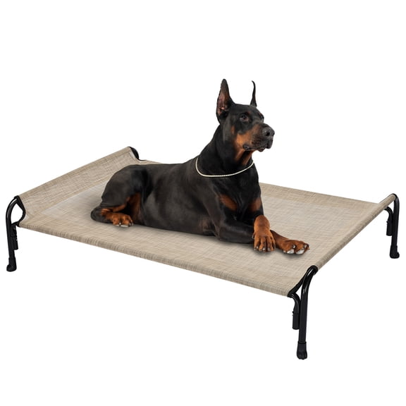 Veehoo Cooling Elevated Dog Bed, Chew Proof Dog Cot with Washable Mesh, X-Large, Beige Coffee