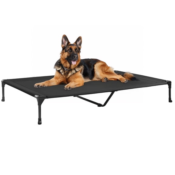 Veehoo Cooling Elevated Dog Bed, Portable Raised Pet Cot with Washable Mesh, 49"x33", Black