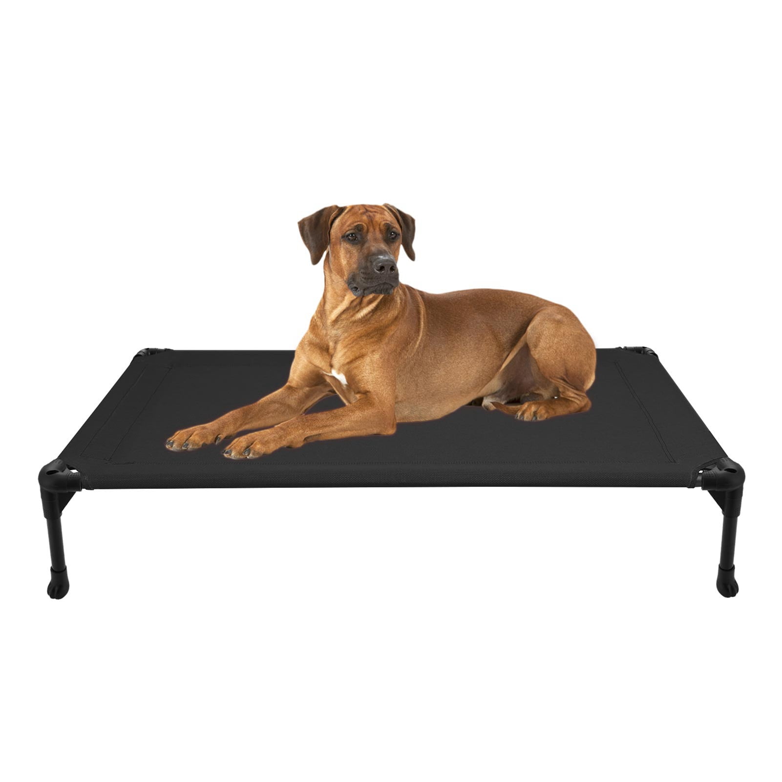 Veehoo Cooling Elevated Dog Bed, Portable Raised Pet Cot with Washable Mesh, Large, Black