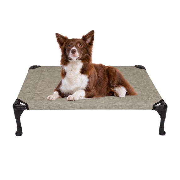 Veehoo Cooling Elevated Dog Bed, Portable Raised Pet Cot with Washable Mesh, Medium, Beige Coffee