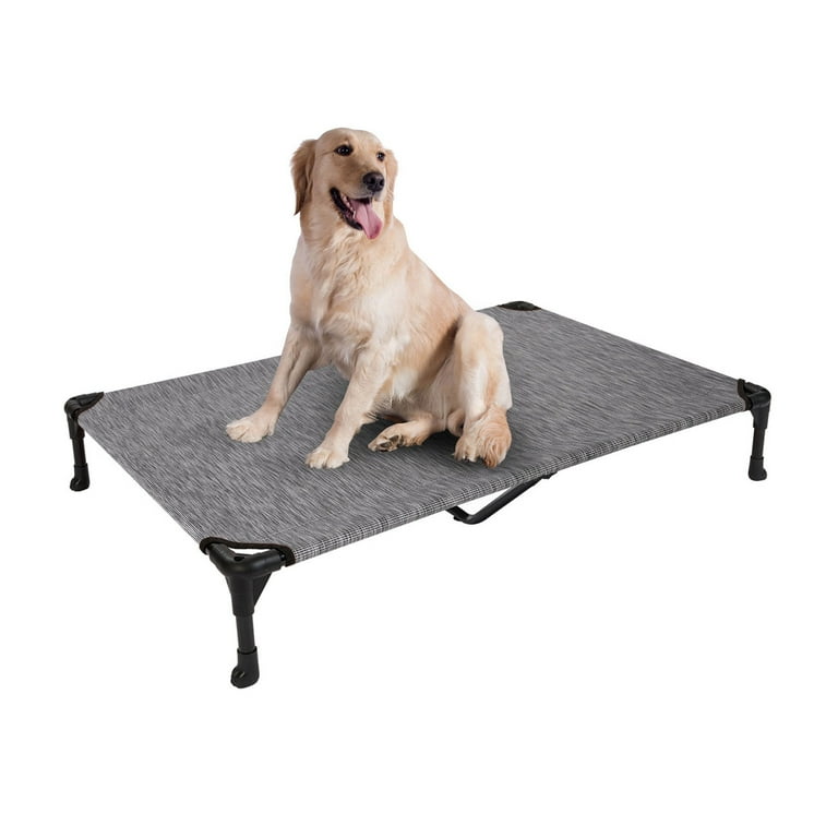 Veehoo Metal Elevated Dog Bed, Cooling Raised Pet Cot with Washable Mesh,  Medium, Black Silver 