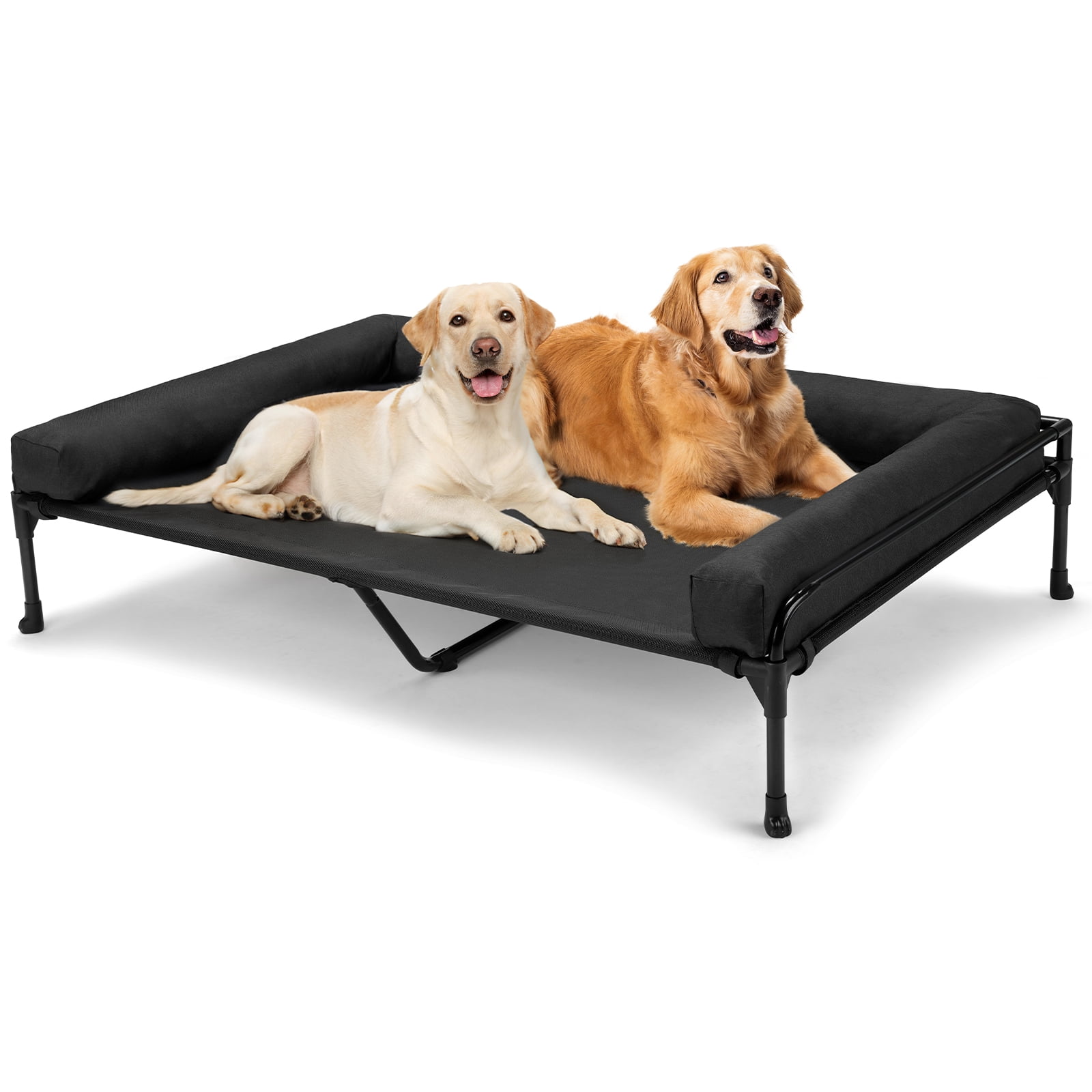 Veehoo Cooling Elevated Dog Bed with Removable Bolster, Raised Dog Sofa ...