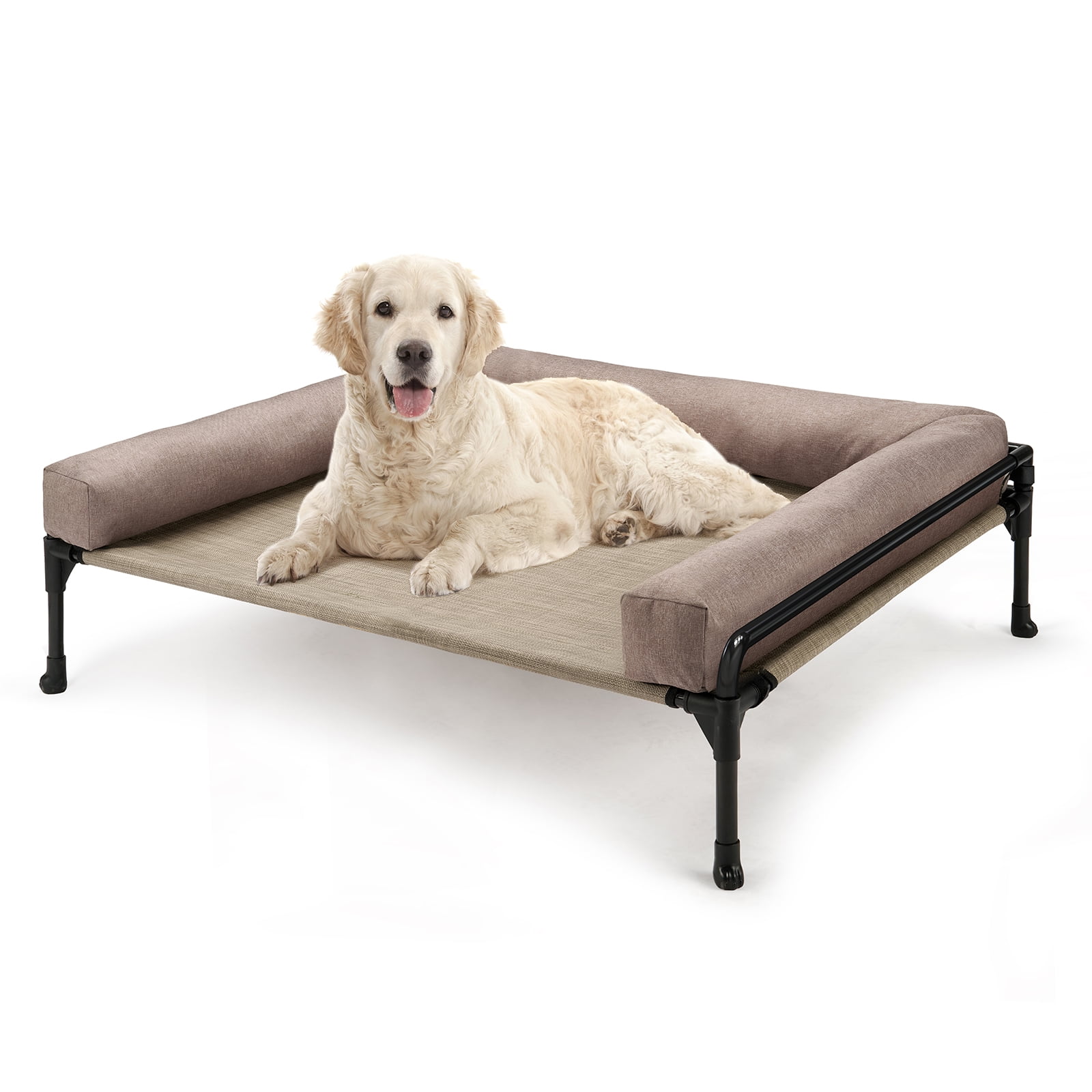 Cooling Elevated Dog Bed - Large, Beige Coffee