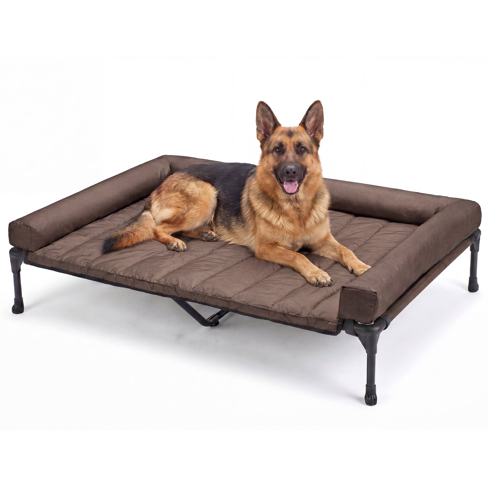 Veehoo Cooling Elevated Dog Bed + Waterproof Removable Pillow-Top Mat, 53 inches, Brown