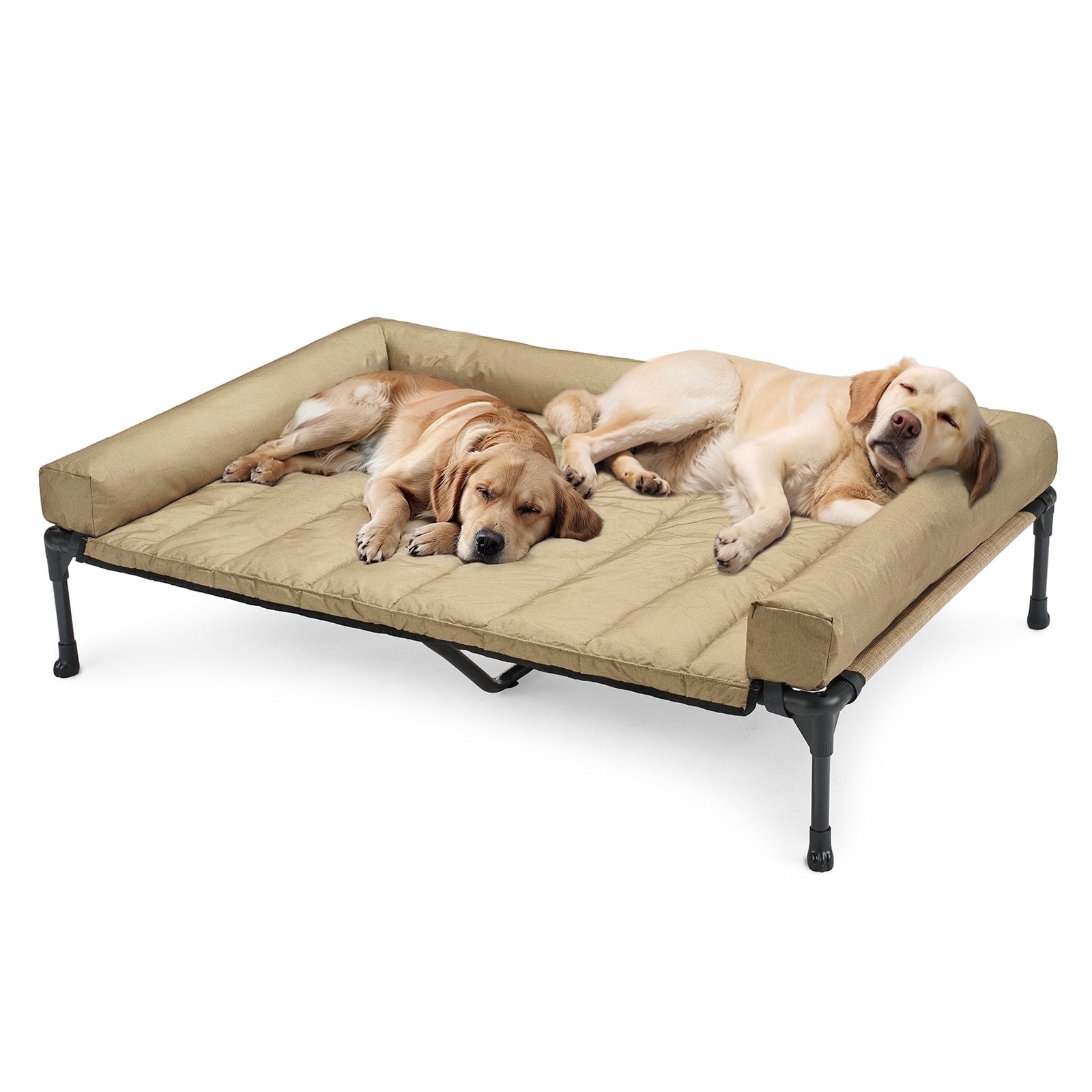 Veehoo Cooling Elevated Dog Bed + Waterproof Removable Pillow-Top Mat, XXLarge, Beige Coffee