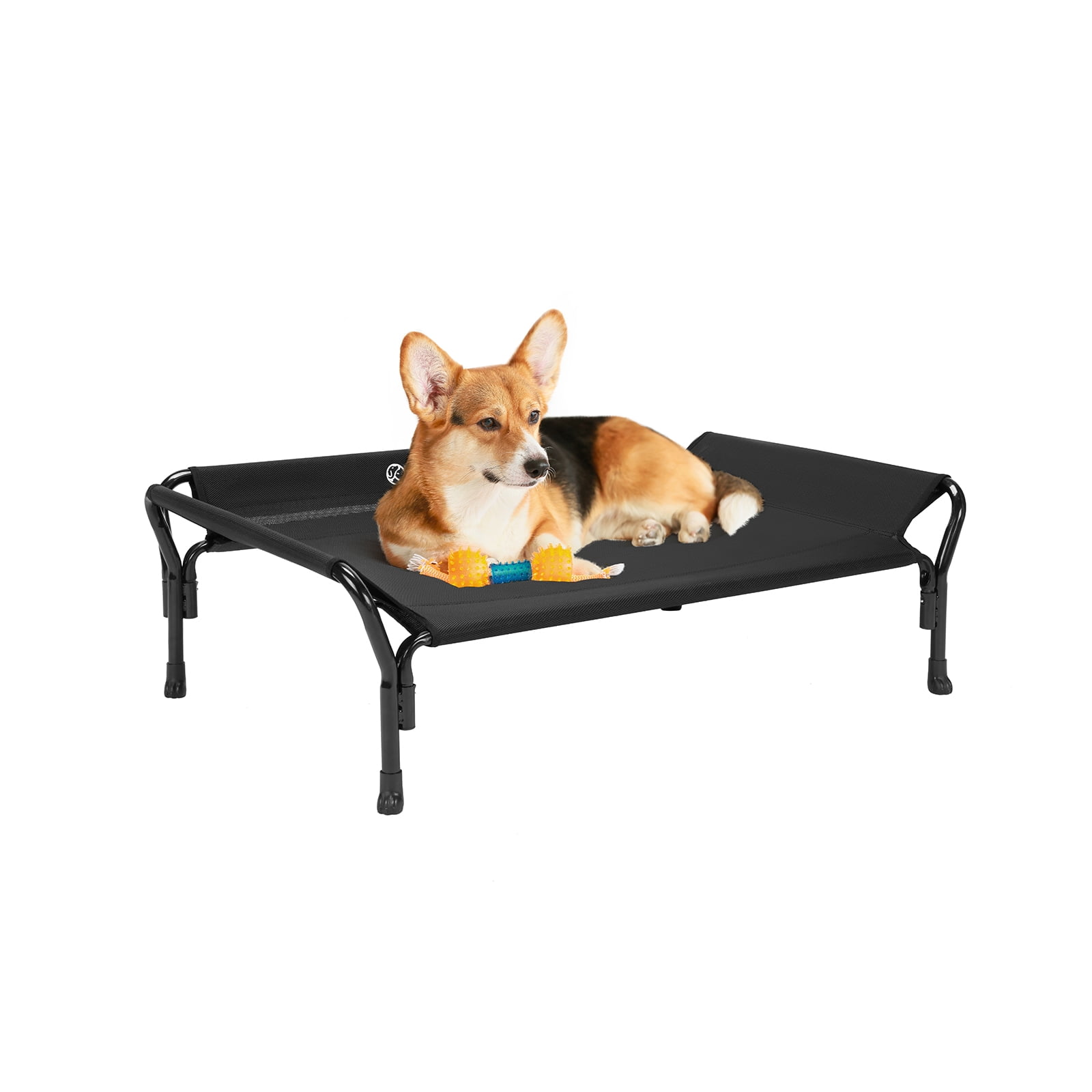 Veehoo Cooling Elevated Dog Bed with Guardrail & Slope Headrest, Teslin Mesh, Medium, Black