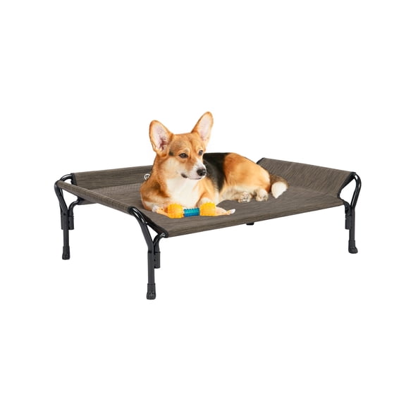 Veehoo Cooling Elevated Dog Bed with Guardrail & Slope Headrest, Teslin Mesh, Medium, Brown