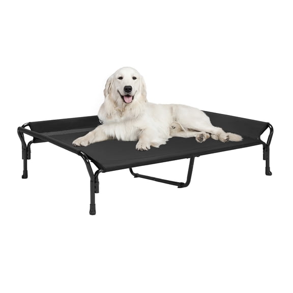 Veehoo Cooling Elevated Dog Bed with Guardrail & Slope Headrest, Teslin Mesh, X Large, Black