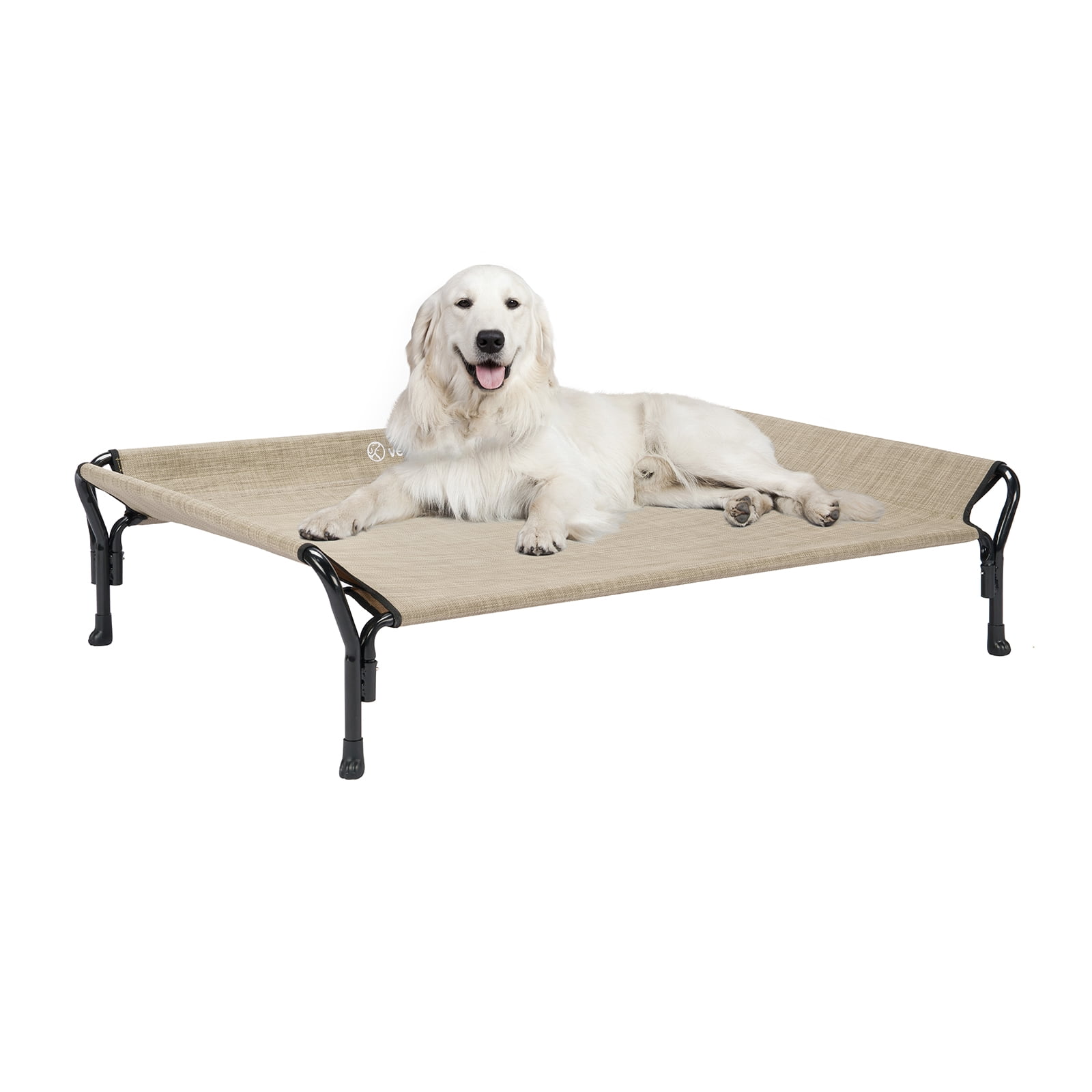 Veehoo Cooling Elevated Dog Bed with Guardrail & Slope Headrest, Teslin Mesh, X Large, Beige Coffee