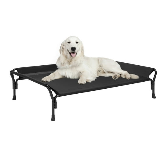 Veehoo Cooling Elevated Dog Bed with Guardrail & Slope Headrest, Teslin Mesh, X Large, Black