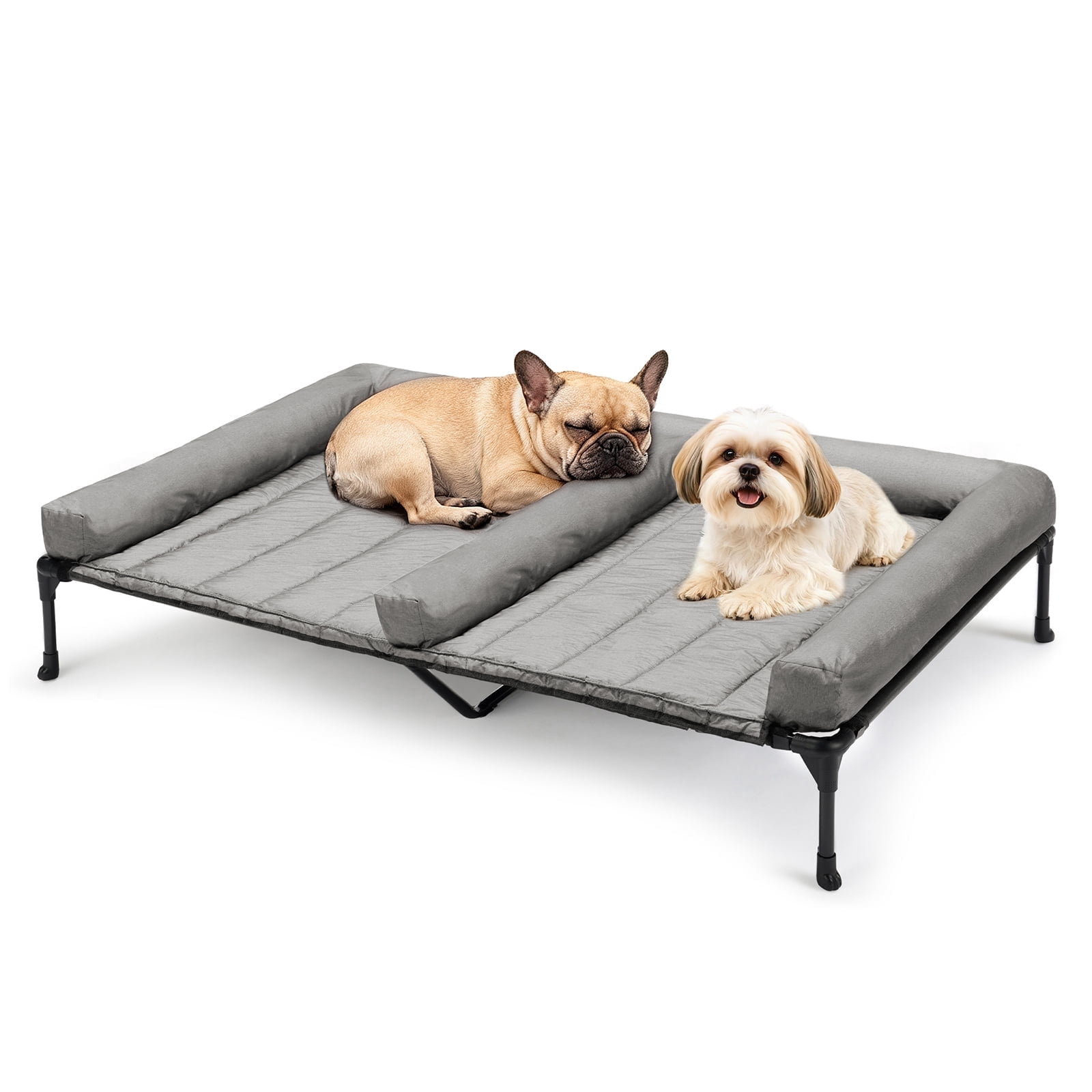 Veehoo Cooling Raised Dog Bed + Waterproof Double Dog Bed Cushion for ...