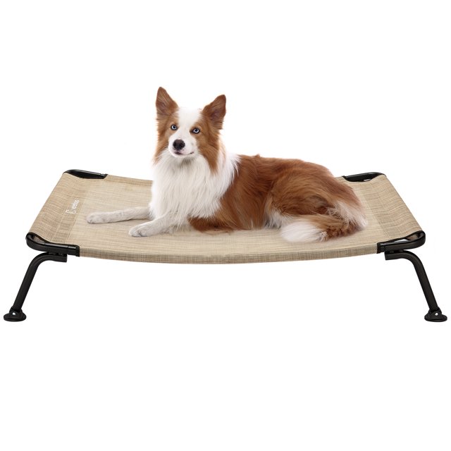 Veehoo Curved Cooling Elevated Dog Bed, Black Frame Chewproof Raised