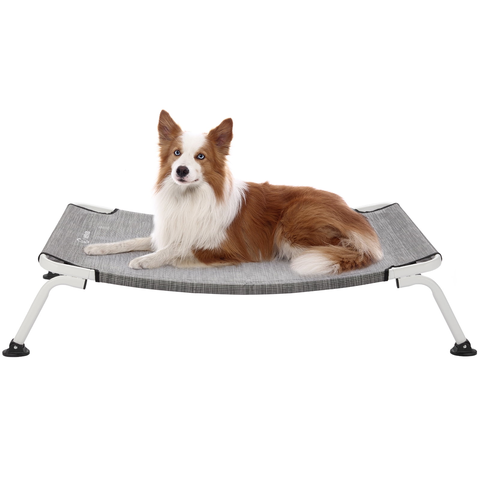 Veehoo Curved Cooling Elevated Dog Bed White Frame Chewproof Raised Dog Cot Medium Black Silver Walmart Business Supplies