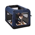 thumbnail image 1 of Veehoo Folding Soft Dog Crate, 3-Door Pet Kennel, 600D Cationic Oxford Fabric, 20", Dark Blue, 1 of 9