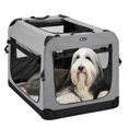 thumbnail image 1 of Veehoo Folding Soft Dog Crate, 3-Door Pet Kennel, 600D Cationic Oxford Fabric, 40", Gray, 1 of 9