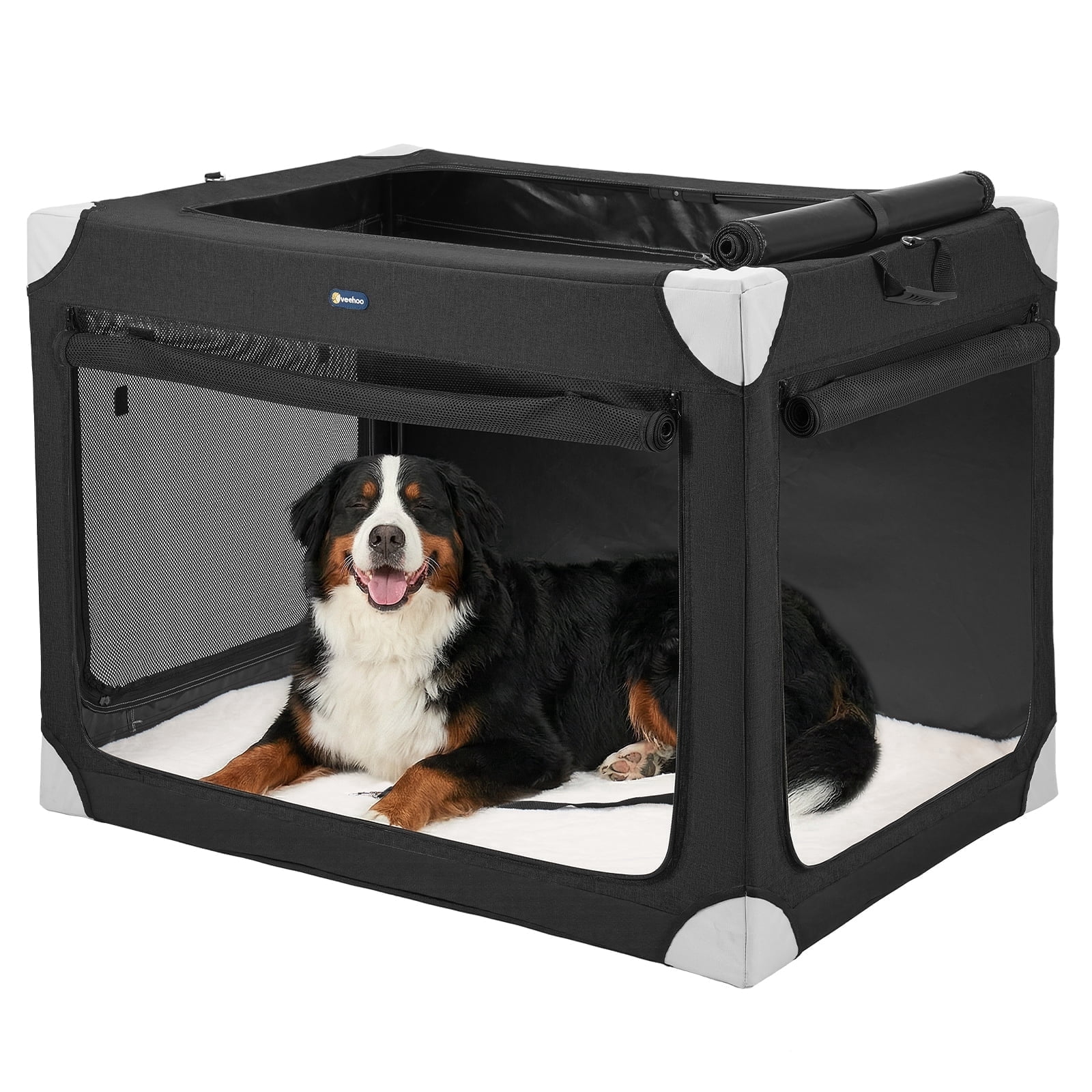 Veehoo 42" Large Soft Collapsible Dog Crate with Mesh Windows - Walmart.com