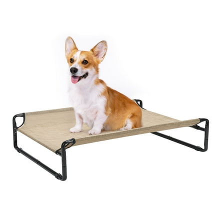 Veehoo Original Cooling Elevated Dog Bed, Raised Dog Cot with Washable Mesh, Medium, Beige Coffee