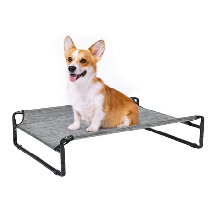 Veehoo Original Cooling Elevated Dog Bed, Raised Dog Cot with Washable Mesh, Medium, Black Silver