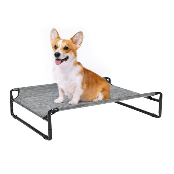 Veehoo Original Cooling Elevated Dog Bed, Raised Dog Cot with Washable Mesh, Medium, Black Silver