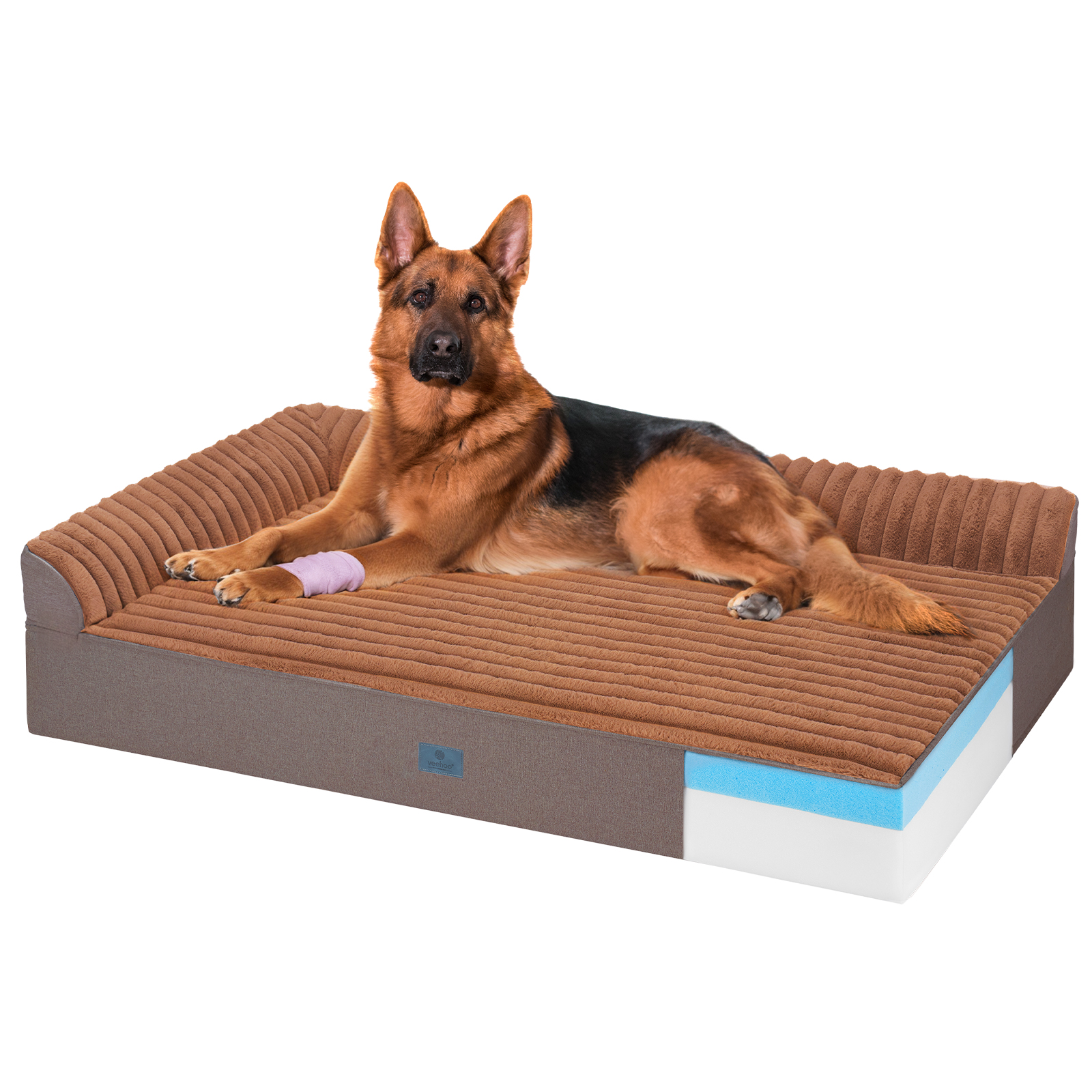 View of Veehoo Orthopedic Dog Bed for Large Senior Dogs, 7 Inch Thick XXL Memory Foam Dog Bed with L ...