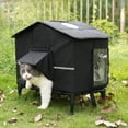 thumbnail image 1 of Veehoo Outdoor Cat House Weatherproof, Outside Insulated Feral Cat Shelter with Elevated Base, Waterproof Eaves & Escape Door for Stray Barn Cats, 25.6"x16.5"x22.4", 1 of 8