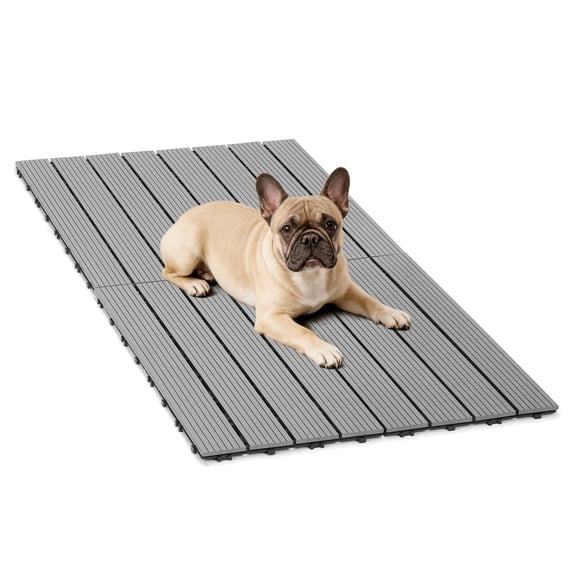 Veehoo Outdoor Flooring Decking for Dog Kennels, 4' x 2' Waterproof Dog Training Platform, Portable Deck for RV, Pet Enclosures,Grey (24 x 12 inches, 4PCS)