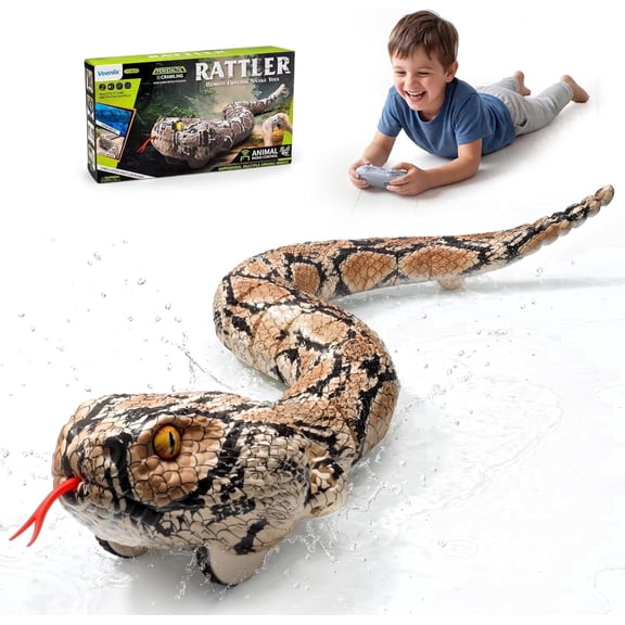 Veeniix SM30S Amphibious Remote Control Rattlesnake Toy with Sound, Brown