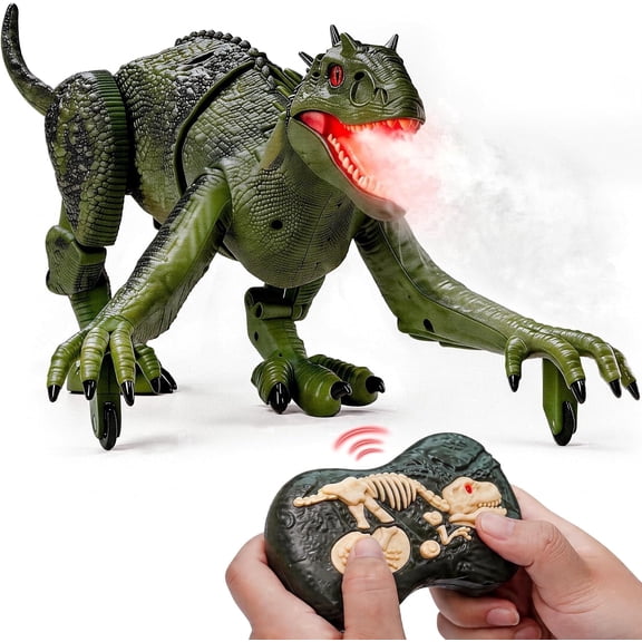 Veeniix Remote Control Dinosaur Toy with Sounds and Demo Mode, T-Rex Toy for Kids Ages 6-12, Green