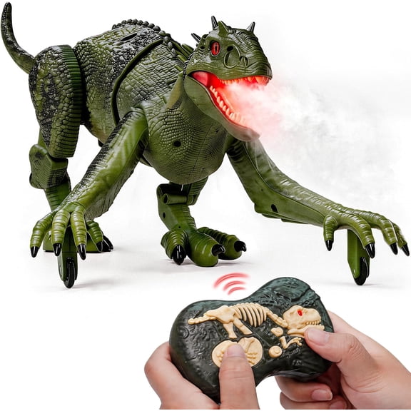 Veeniix SM32S Remote Control Dinosaur Toy with Sounds and Demo Mode, Rechargeable T Rex Toy for Kids Ages 6-12, Green