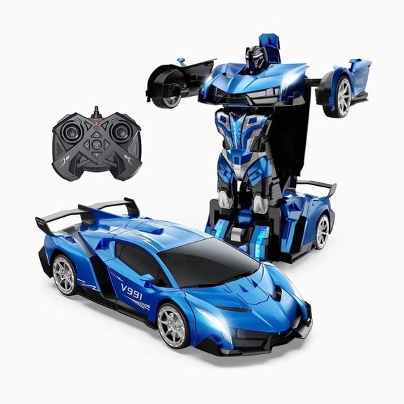 Veeniix 1:10 Large Transform Robot RC Car, One-Key Deformation, Gesture Sensing, Lights and Sounds, Blue
