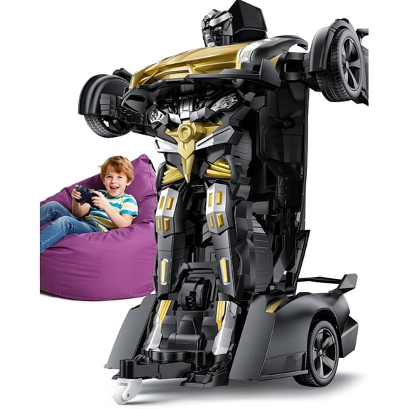 Veeniix V992 Transform Robot RC Car, 1:14 Scale 2 in 1 Remote Control Car with Gesture Sensing, Sound and Lights, Gold
