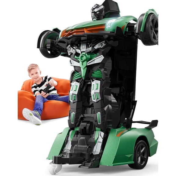 Veeniix V992 Transform Robot RC Car, 1:14 Scale 2 in 1 Remote Control Car with Gesture Sensing, Sound and Lights, Green
