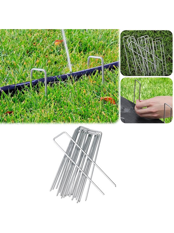 10Pc Landscape Staples,U-Shaped Garden Pins,Heavy Duty Ground Stake,Sod Anchoring Spike,Anti-Rust Landscape Fabric Pin For Securing Weed Barrier Fabric,Plant Cover Decoration Spike,3Mm×10Cm