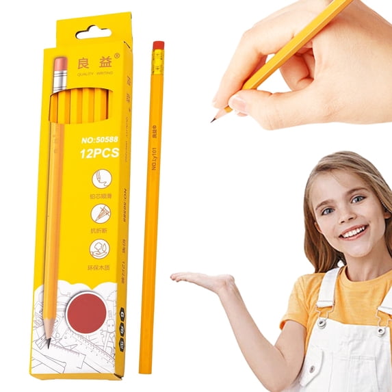 Veeogra 12pc Pencils Bulk,HB Pencils,Wood Cased Lead Pencils,Drawing Writing Pencils,Unsharpened Wood Pencils,Number 2 Pencils Office Supplies,Supplies for Teachers