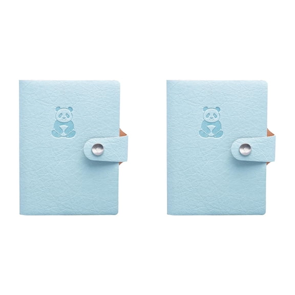 Veeogra 2Pc Blue Mini Pocket Notebook,A7 Small Diary Notepads,Panda Embossed Snap Button Leather Journal,College Lined Ruled Paper Planner,Food Journal,Travelers Notebook,Pocket Books For Woman