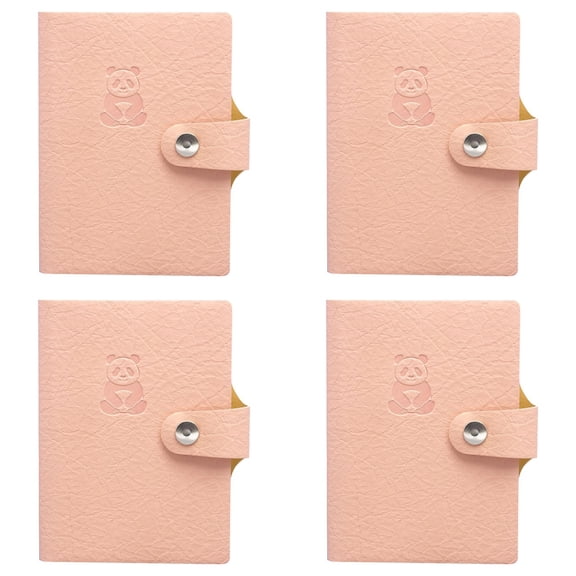 Veeogra 4Pc Pink Mini Pocket Notebook,A7 Small Diary Notepads,Panda Embossed Snap Button Leather Journal,College Lined Ruled Paper Planner,Food Journal,To Do List Notebook,Pocket Books For Woman