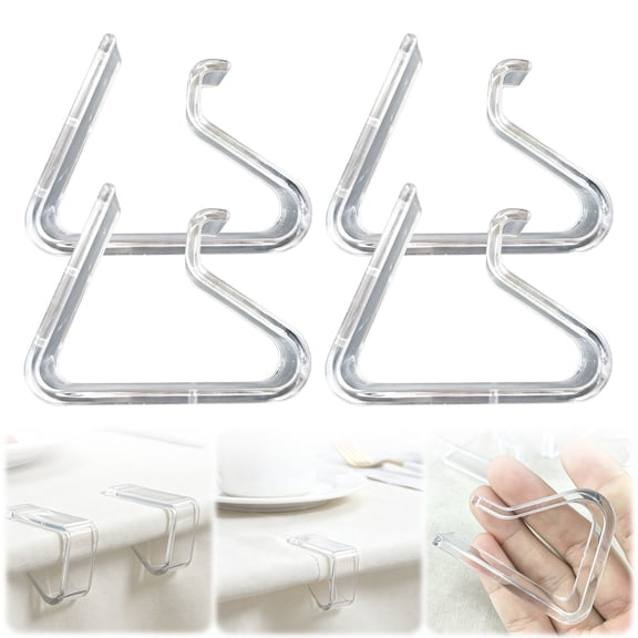 Veeogra 4Pc Tablecloth Clips,Table Cover Clamps,Plastic Clear Holders,Tablecloth Weights,Heavy Duty Windproof Design,Indoor & Outdoor Use,For Picnic, Camping, Cookout,1.97X2.36In
