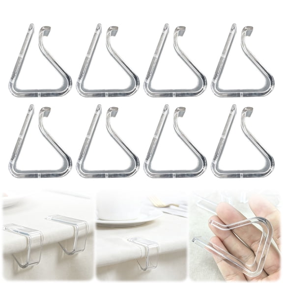 Veeogra 8Pc Tablecloth Clips,Table Cover Clamps,Plastic Clear Holders,Tablecloth Weights,Heavy Duty Windproof Design,Indoor & Outdoor Use,For Patio & Folding Tables,1.89X1.5In
