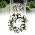 thumbnail image 1 of Veeogra Artificial Floral Wreath,Front Door Wreath,17.7" White Rose Eucalyptus Wreath,Rustic Handmade Floral Decor,All Season Round Wreath,Indoor & Outdoor Decor,Wreaths For Front Door Outside, 1 of 9
