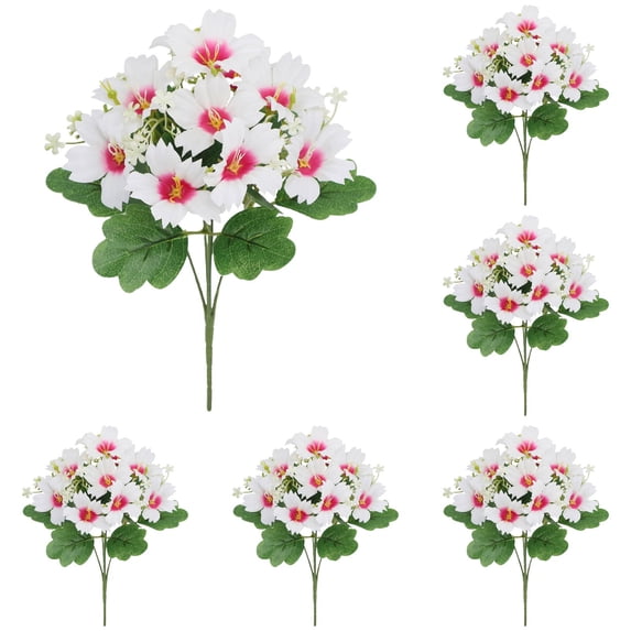 Veeogra Artificial Flowers Bouquet,5Pc Pink Faux Fake Silk Flowers,Realistic Flower Floral Arrangements,Uv Resistant,Outdoor Garden Patio Porch Lawn Decor,Window Box Hanging Basket Indoor Table Decor