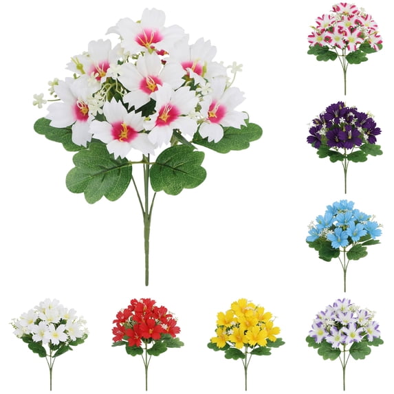Veeogra Artificial Flowers Bouquet,8Pc Multicolor Faux Fake Silk Flowers,Realistic Flower Floral Arrangements,Uv Protection,Window Box Hanging Basket Table Decor,Outdoor Garden Patio Porch Lawn Decor