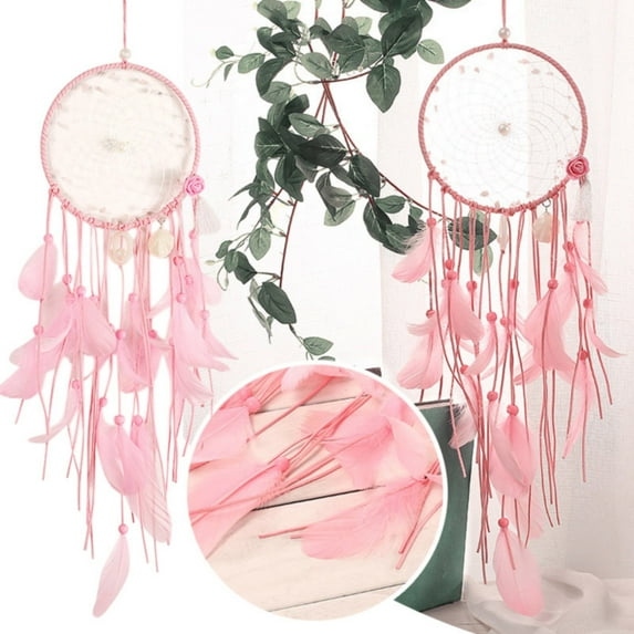 Veeogra Dream Catchers,Gifts for Women,Simple Pink Fairy Tassel Pendant Crafts Ornaments Interior Decoration Gifts,Living Room Decor,Mom Birthday Gifts,Home Decor,Pink