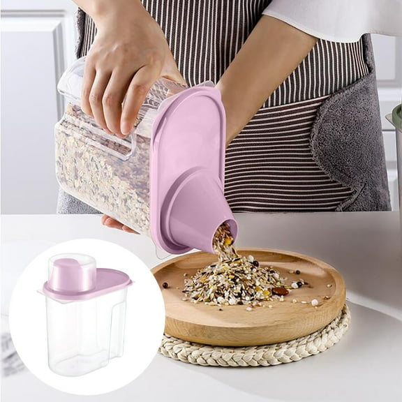 Veeogra Clearance,Canning Jars,Glass Jars,1.9L Kitchen Multi Grain Storage Tank Food Dry Goods Storage Box Plastic Sealed Tank,Food Storage,Pink