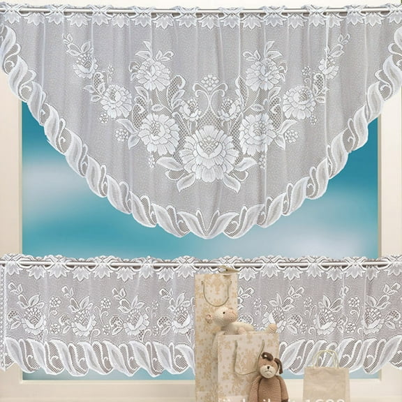 Veeogra Clearance Items,2PCS Lace Coffee Cafe Window Tier Curtain Set Kitchen Dining Room Home Decor Lot