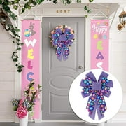 Veeogra Clearance,ornamentsLiving Room Decor,Easter Bow Wreath Easter Bunny Wreath Bow Easter Decoration Spring Burlaps Bow For Front Door Indoor Outdoor Wall Easter Decoration Supcar accessories