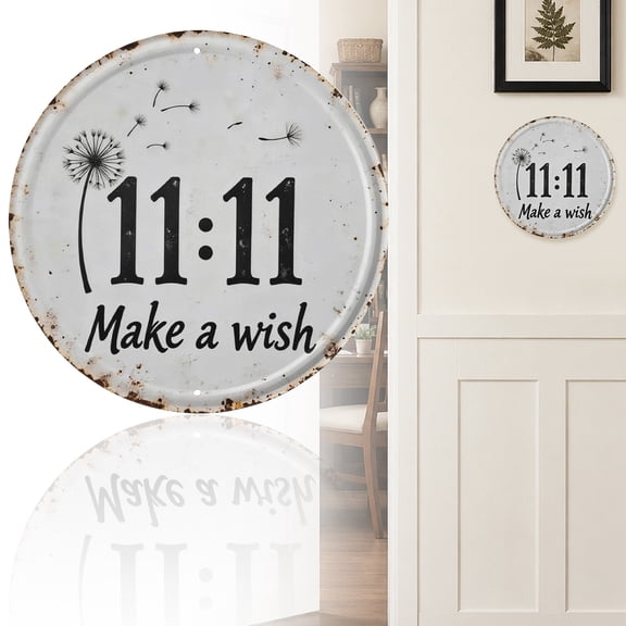 Veeogra Hanging Door Sign,11:11 Make A Wish Sign,Metal Retro Sign,Indoor & Outdoor Door Hanger,Housewarming Gift,Porch Decor,Home Apartment Living Room Decor,Front Door Porch Garden Yard Decor