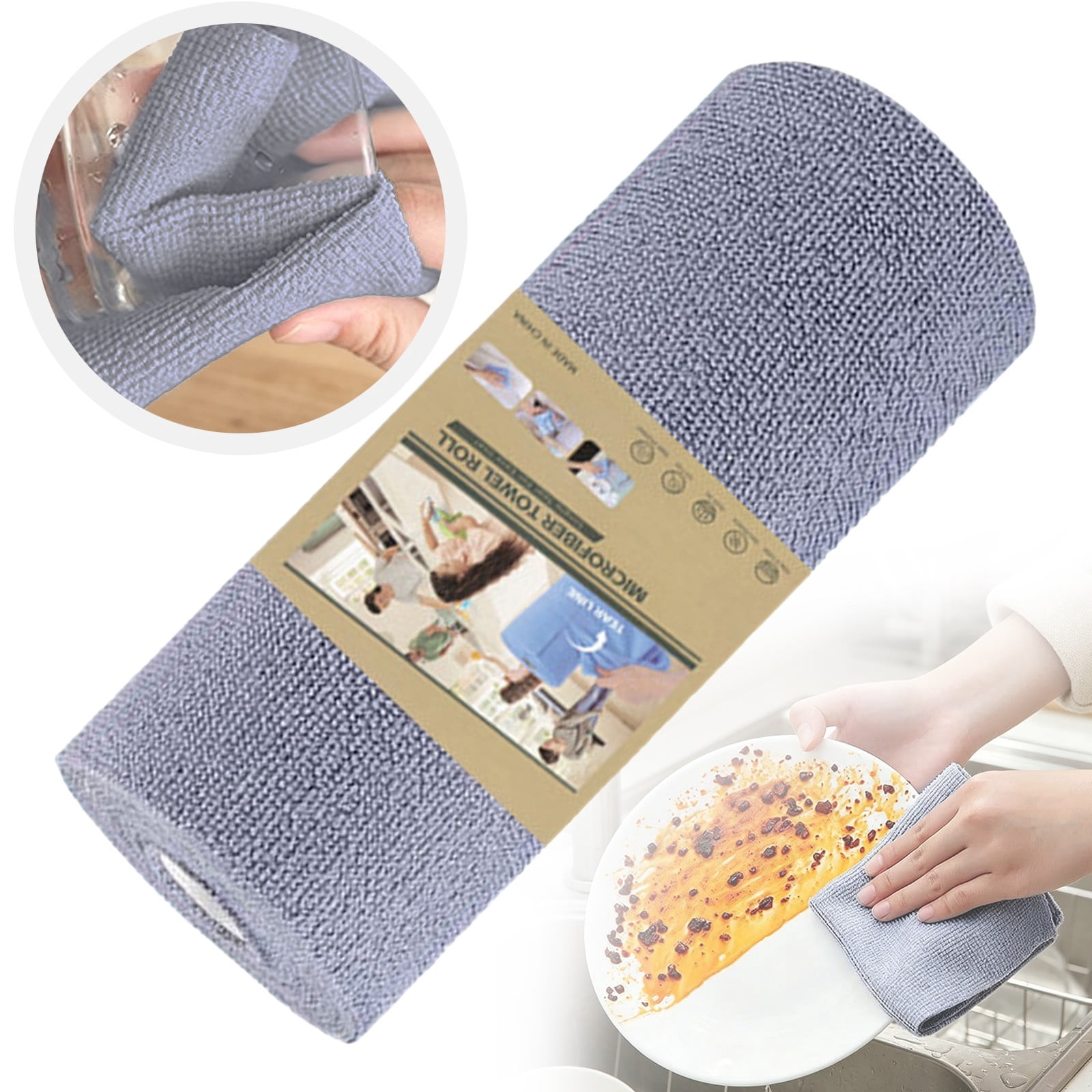 Kicthen Clean Signs Veeogra Microfiber Cleaning Cloth Roll - Tear Away Towels,Reusable ...